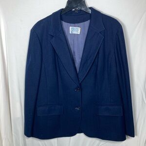 Vintage Pendleton 100% Virgin Wool Navy Women's Blazer Preppy 50s 60s